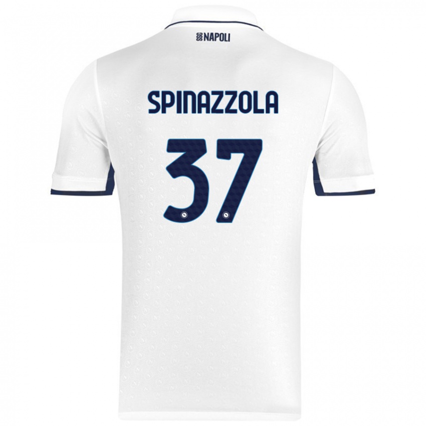 Donna Maglia Leonardo Spinazzola #37 Bianco Blu Reale Kit Gara Away 2024/25 Maglietta