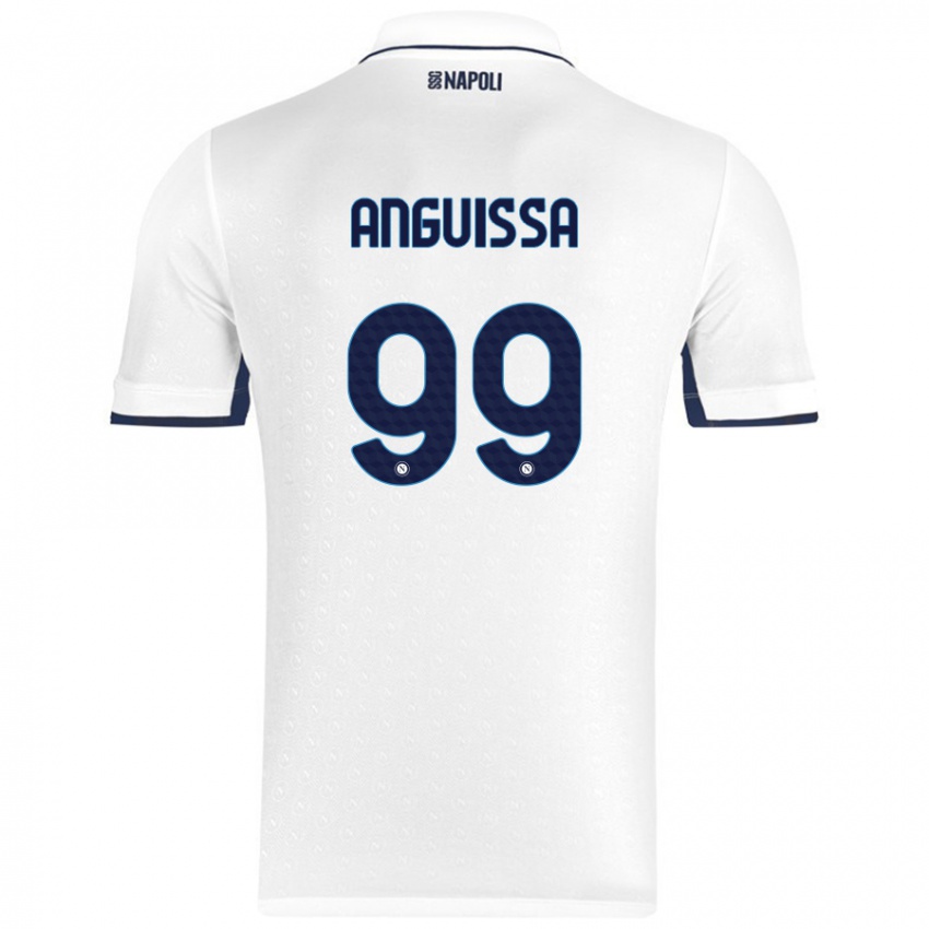 Donna Maglia Andre Zambo Anguissa #99 Bianco Blu Reale Kit Gara Away 2024/25 Maglietta