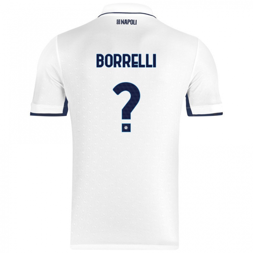 Donna Maglia Ciro Borrelli #0 Bianco Blu Reale Kit Gara Away 2024/25 Maglietta