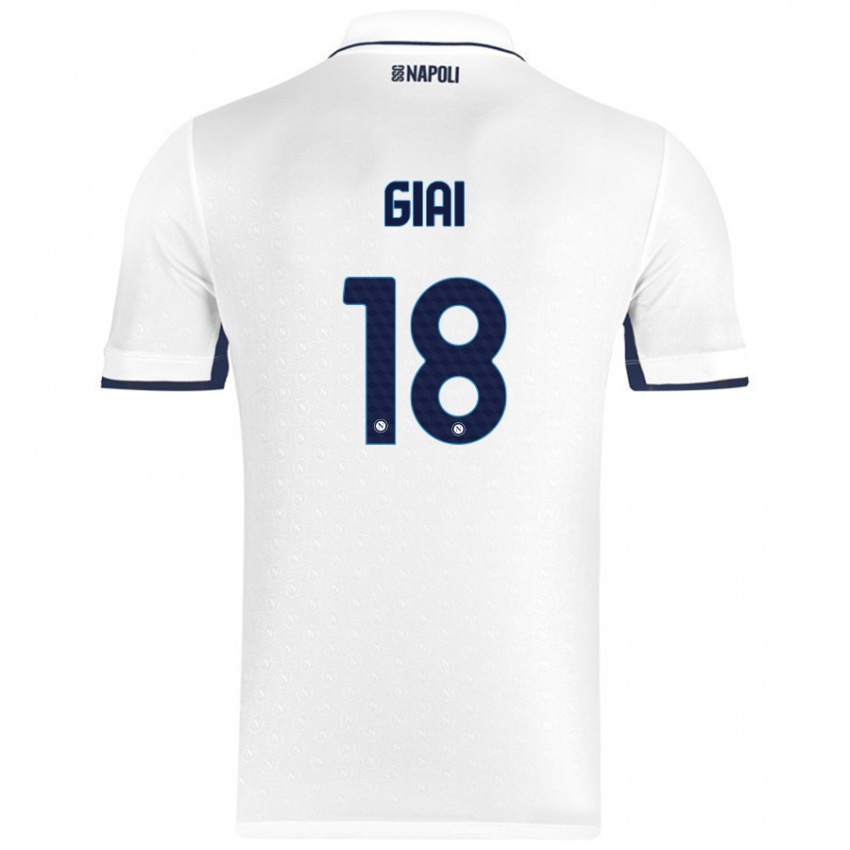 Donna Maglia Alice Giai #18 Bianco Blu Reale Kit Gara Away 2024/25 Maglietta