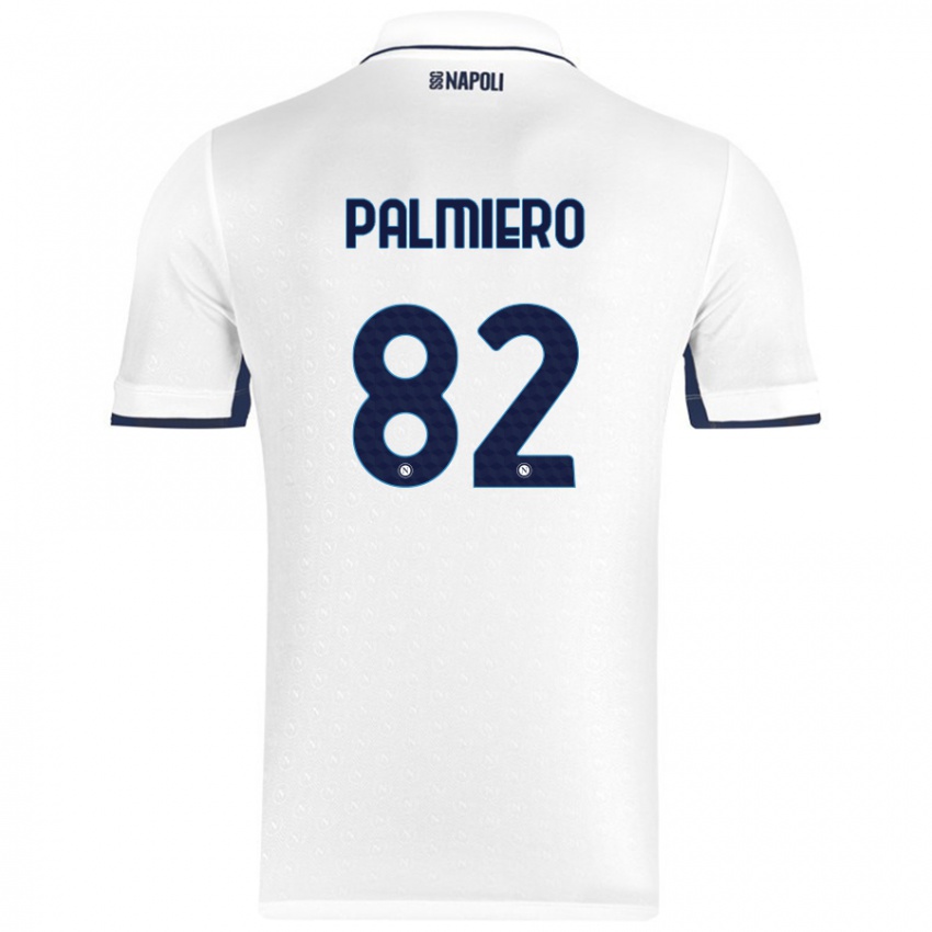 Donna Maglia Luca Palmiero #82 Bianco Blu Reale Kit Gara Away 2024/25 Maglietta