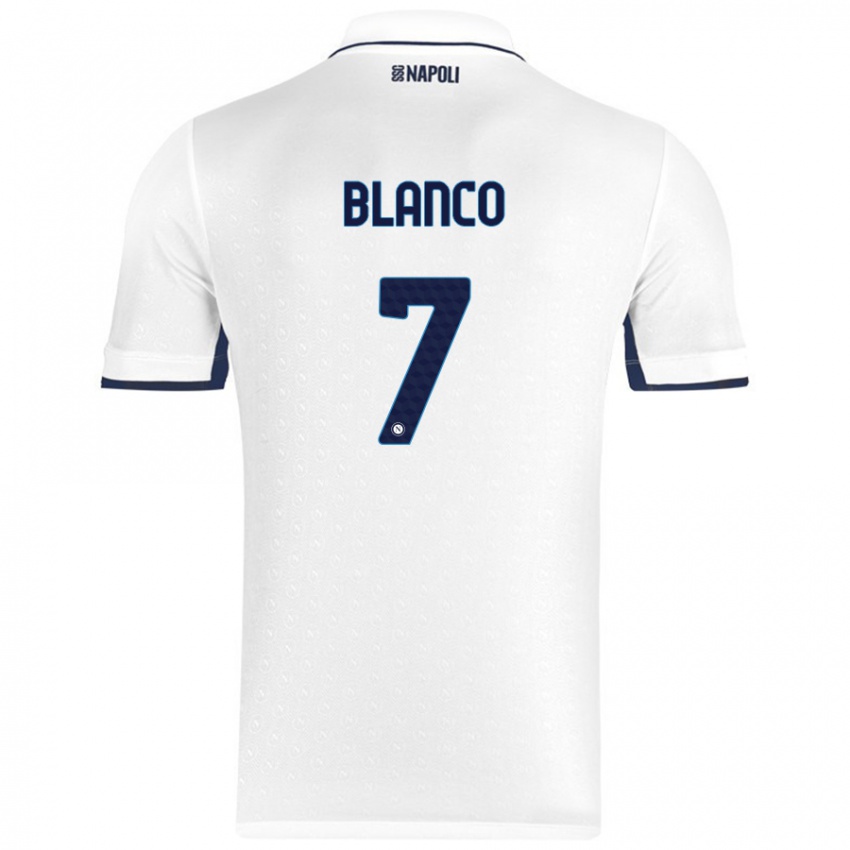 Donna Maglia Gimena Blanco #7 Bianco Blu Reale Kit Gara Away 2024/25 Maglietta