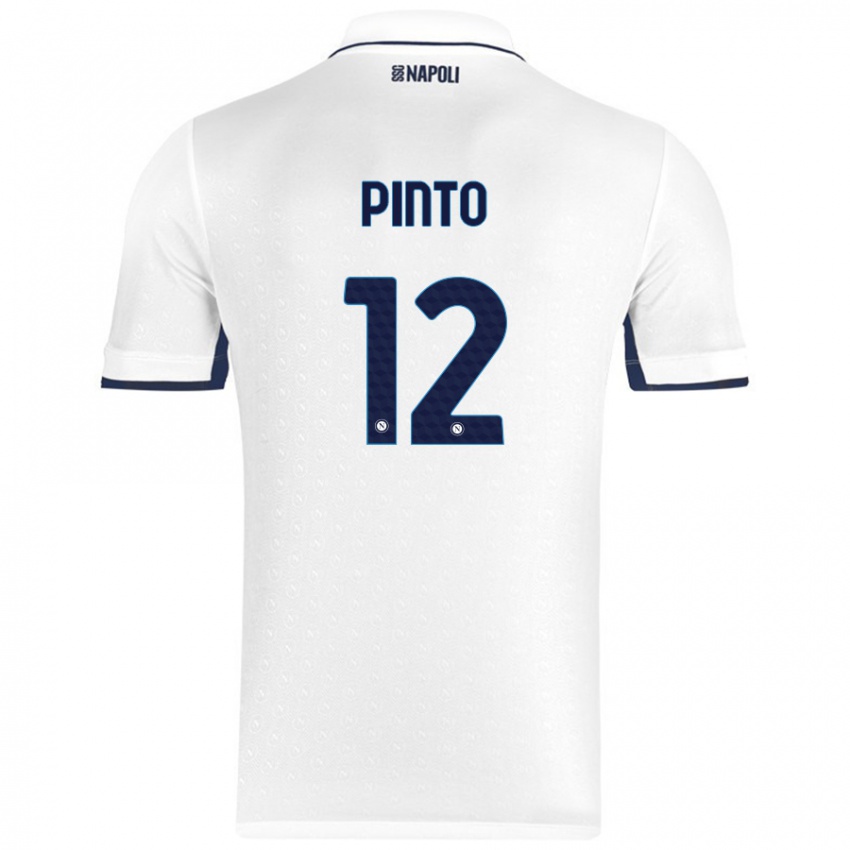 Donna Maglia Ciro Pinto #12 Bianco Blu Reale Kit Gara Away 2024/25 Maglietta