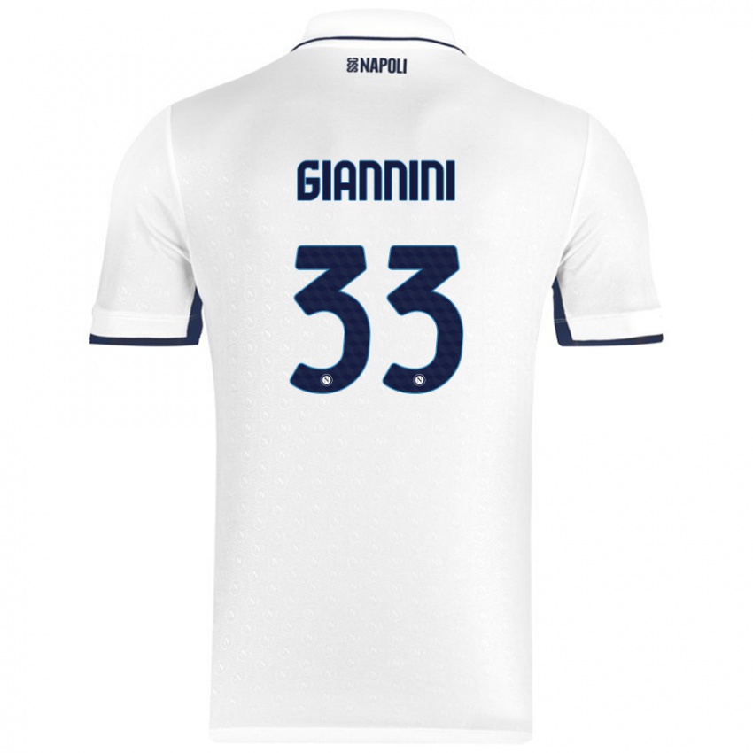 Donna Maglia Enrico Giannini #33 Bianco Blu Reale Kit Gara Away 2024/25 Maglietta