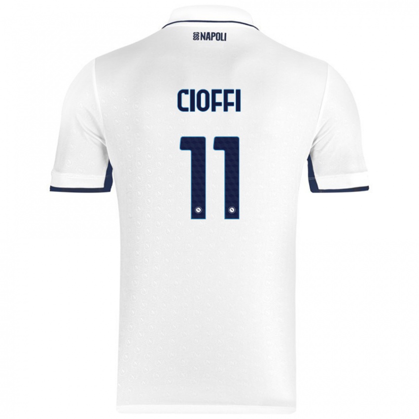 Donna Maglia Antonio Cioffi #11 Bianco Blu Reale Kit Gara Away 2024/25 Maglietta