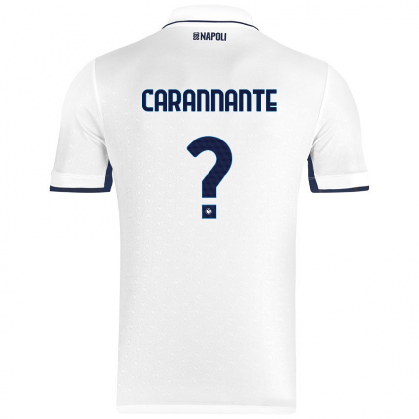 Donna Maglia Lorenzo Carannante #0 Bianco Blu Reale Kit Gara Away 2024/25 Maglietta