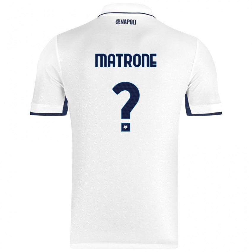 Donna Maglia Manuel Matrone #0 Bianco Blu Reale Kit Gara Away 2024/25 Maglietta