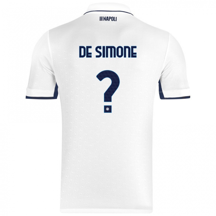 Donna Maglia Paolo De Simone #0 Bianco Blu Reale Kit Gara Away 2024/25 Maglietta