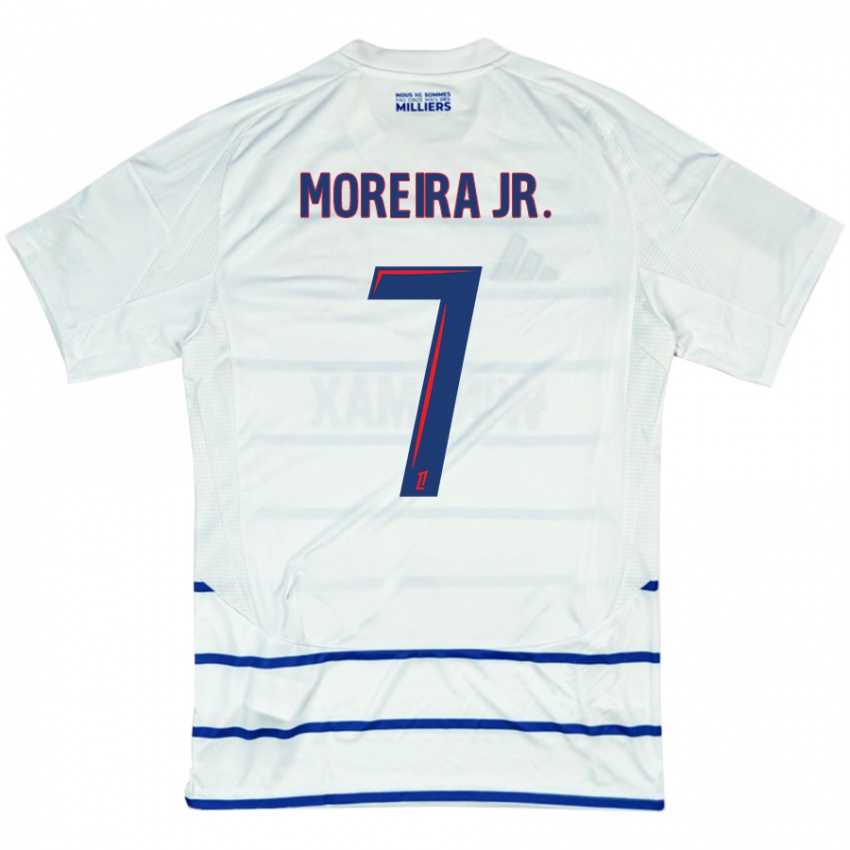 Donna Maglia Diego Moreira #7 Bianco Blu Kit Gara Away 2024/25 Maglietta