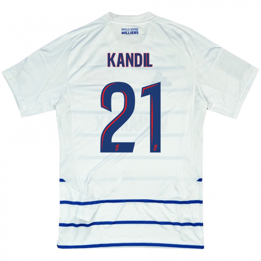 Donna Maglia Nordine Kandil #21 Bianco Blu Kit Gara Away 2024/25 Maglietta