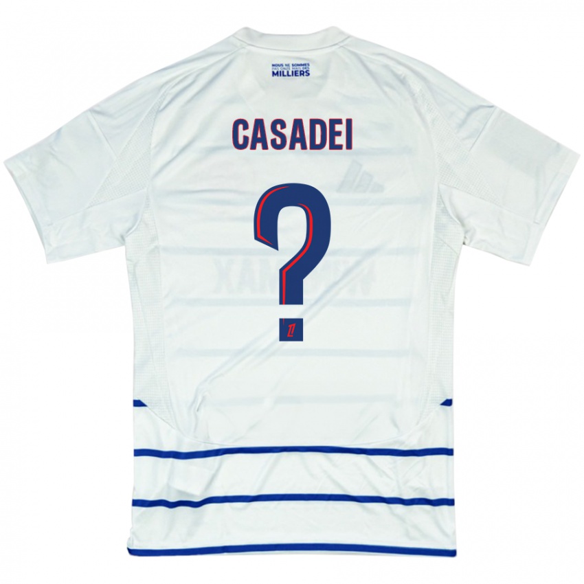 Donna Maglia Alexis Casadei #0 Bianco Blu Kit Gara Away 2024/25 Maglietta