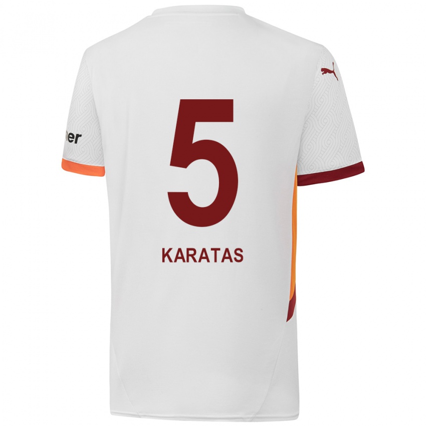 Donna Maglia Eda Karataş #5 Bianco Giallo Rosso Kit Gara Away 2024/25 Maglietta