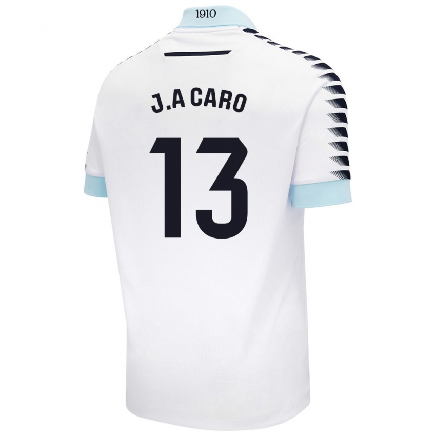 Donna Maglia José Antonio Caro #13 Bianco Blu Kit Gara Away 2024/25 Maglietta