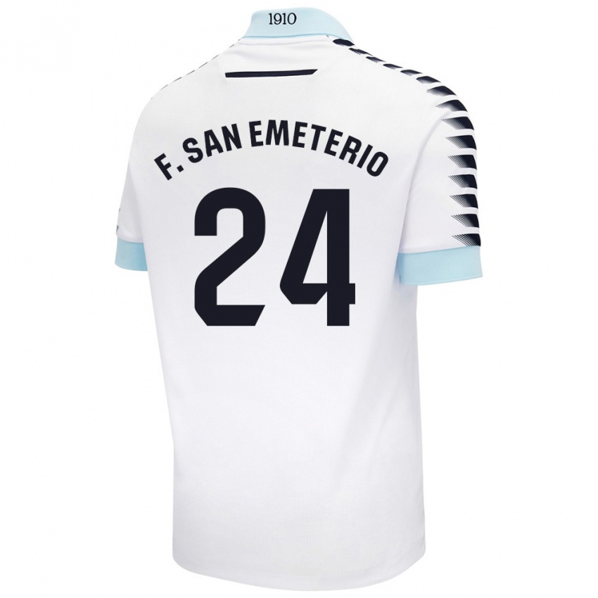 Donna Maglia Fede San Emeterio #24 Bianco Blu Kit Gara Away 2024/25 Maglietta