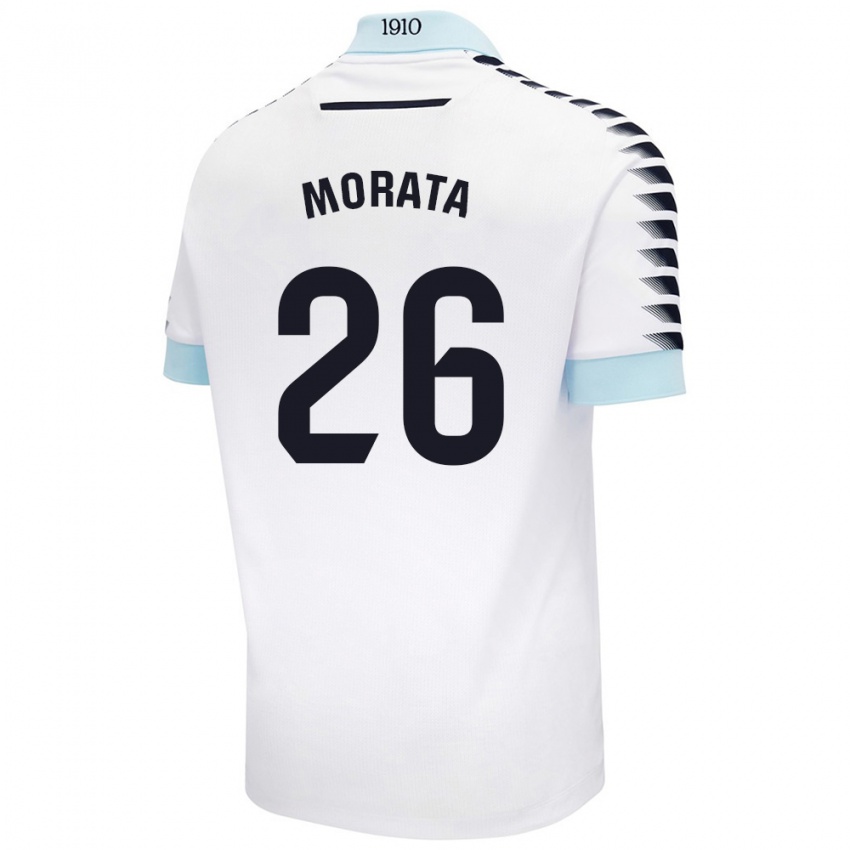 Donna Maglia Álex Morata #26 Bianco Blu Kit Gara Away 2024/25 Maglietta