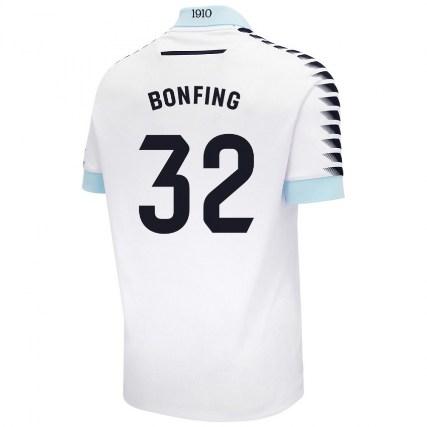 Donna Maglia Boubacar Bonfing #32 Bianco Blu Kit Gara Away 2024/25 Maglietta