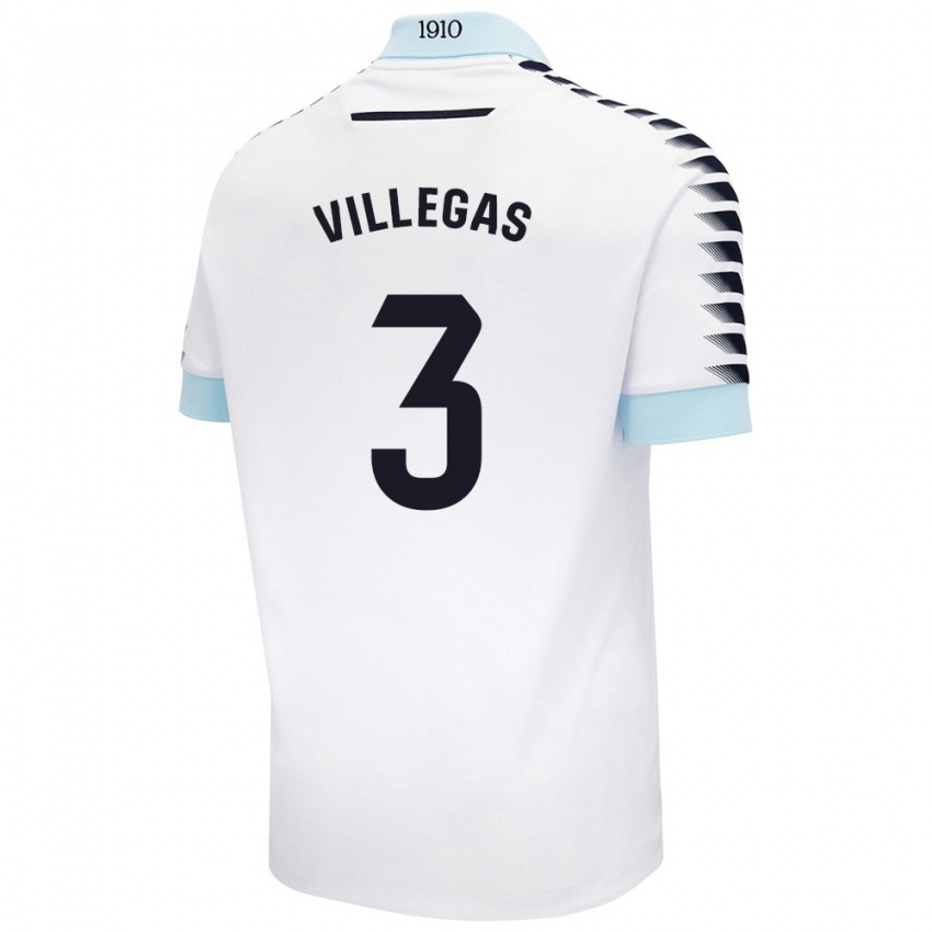 Donna Maglia Virginia Villegas Rico #3 Bianco Blu Kit Gara Away 2024/25 Maglietta