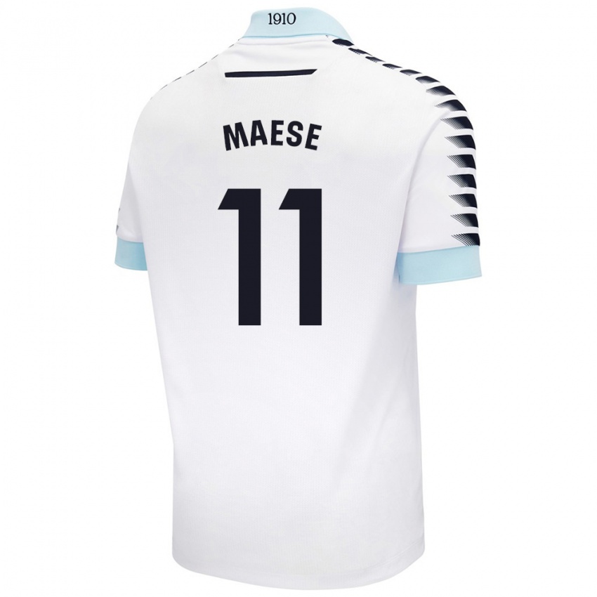 Donna Maglia María Del Carmen Maese Gaitán #11 Bianco Blu Kit Gara Away 2024/25 Maglietta