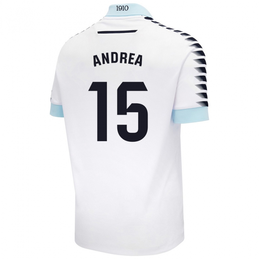 Donna Maglia Andrea Sánchez Moreno #15 Bianco Blu Kit Gara Away 2024/25 Maglietta