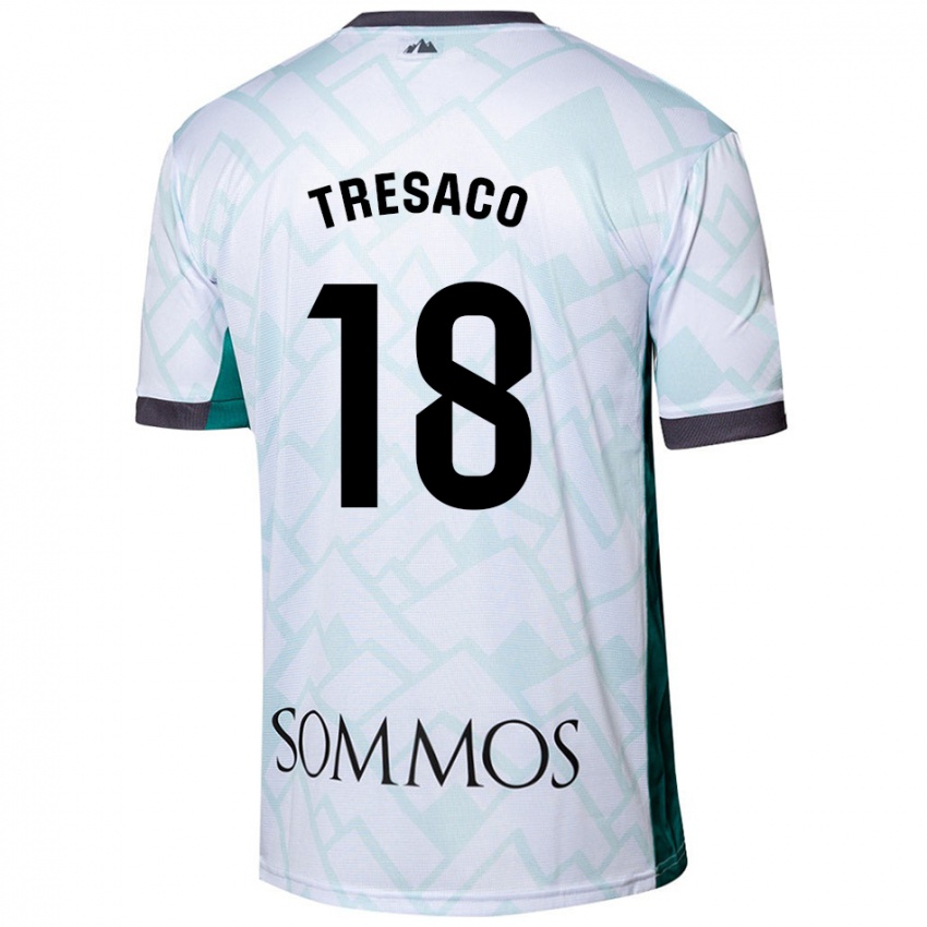 Donna Maglia Rafa Tresaco #18 Bianco Verde Kit Gara Away 2024/25 Maglietta