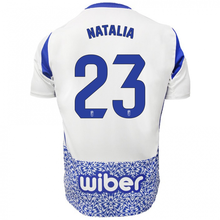 Donna Maglia Natalia #23 Bianco Blu Kit Gara Away 2024/25 Maglietta