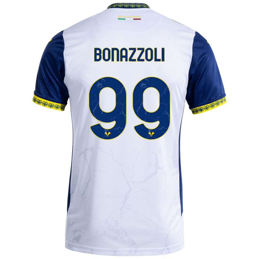 Donna Maglia Federico Bonazzoli #99 Bianco Blu Kit Gara Away 2024/25 Maglietta