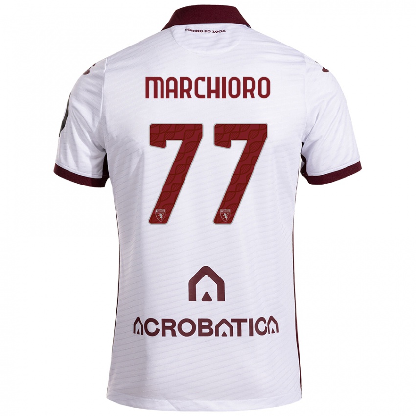 Donna Maglia Raffaele Marchioro #77 Bianco Marrone Kit Gara Away 2024/25 Maglietta