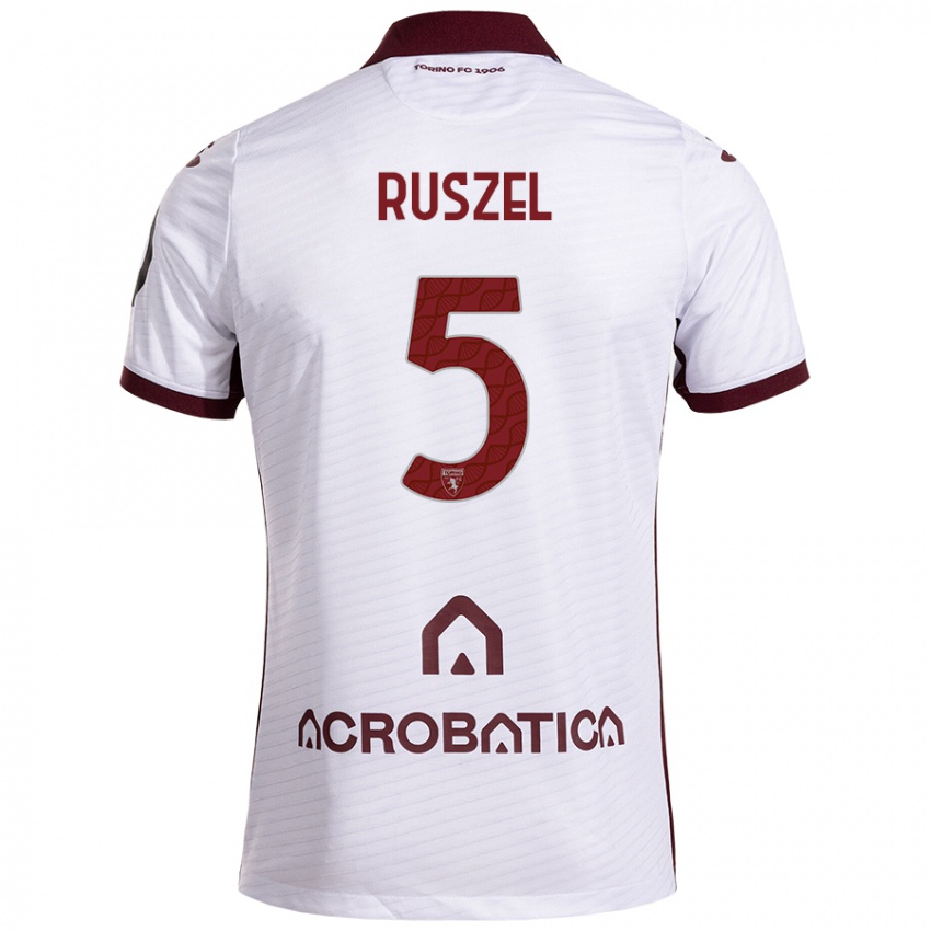 Donna Maglia Marcel Ruszel #5 Bianco Marrone Kit Gara Away 2024/25 Maglietta