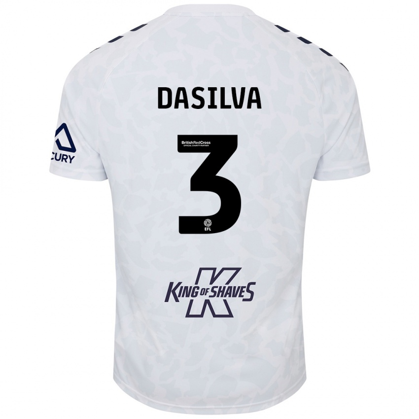 Donna Maglia Jay Dasilva #3 Bianco Kit Gara Away 2024/25 Maglietta