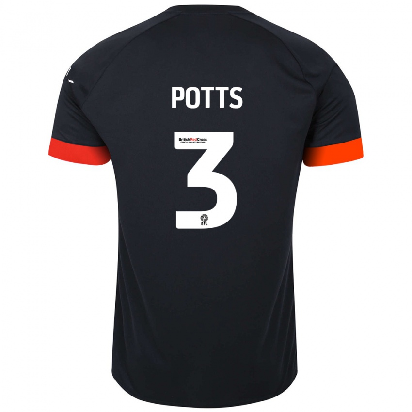 Donna Maglia Dan Potts #3 Nero Arancione Kit Gara Away 2024/25 Maglietta