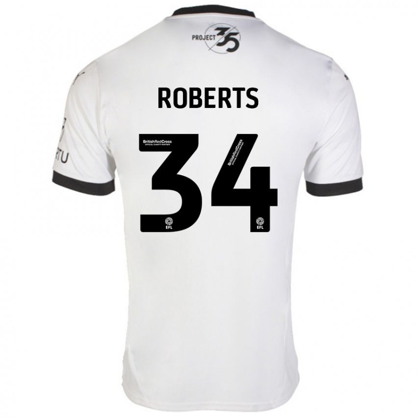 Donna Maglia Caleb Roberts #34 Bianco Nero Kit Gara Away 2024/25 Maglietta