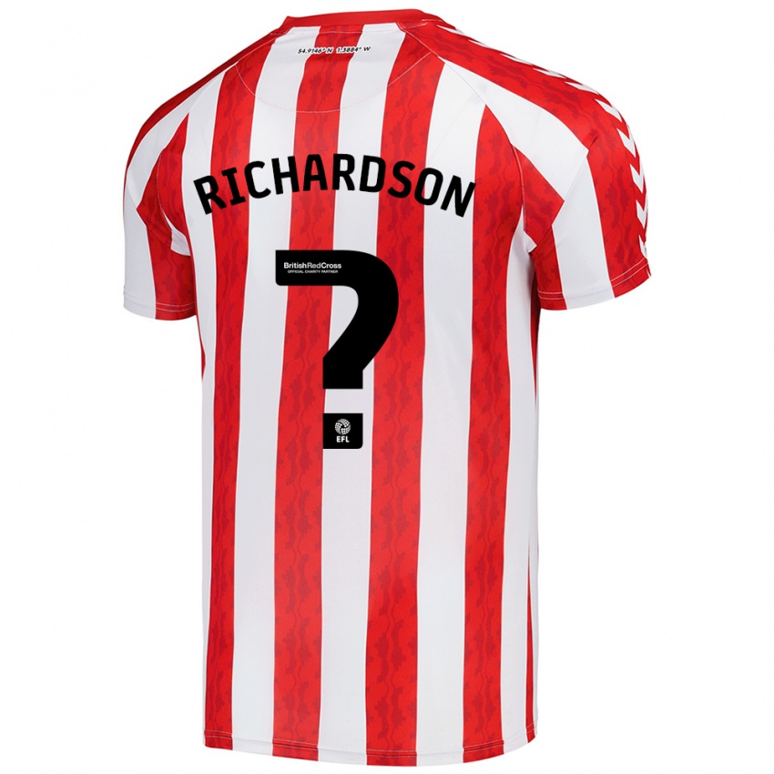 Bambino Maglia Adam Richardson #0 Rosso Bianco Kit Gara Home 2024/25 Maglietta