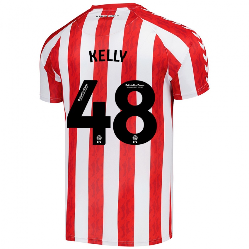 Bambino Maglia Caden Kelly #48 Rosso Bianco Kit Gara Home 2024/25 Maglietta