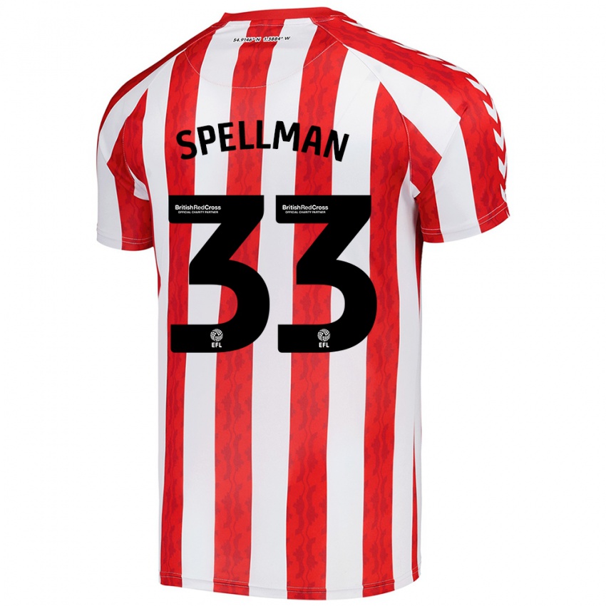 Bambino Maglia Michael Spellman #33 Rosso Bianco Kit Gara Home 2024/25 Maglietta