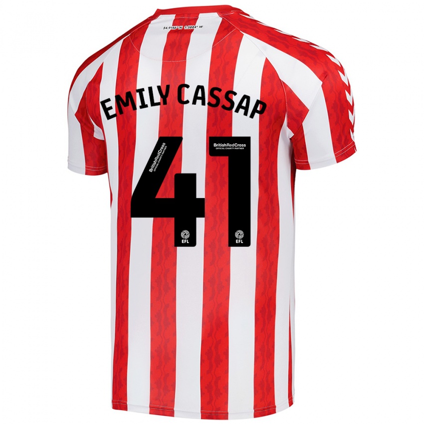 Bambino Maglia Emily Cassap #41 Rosso Bianco Kit Gara Home 2024/25 Maglietta