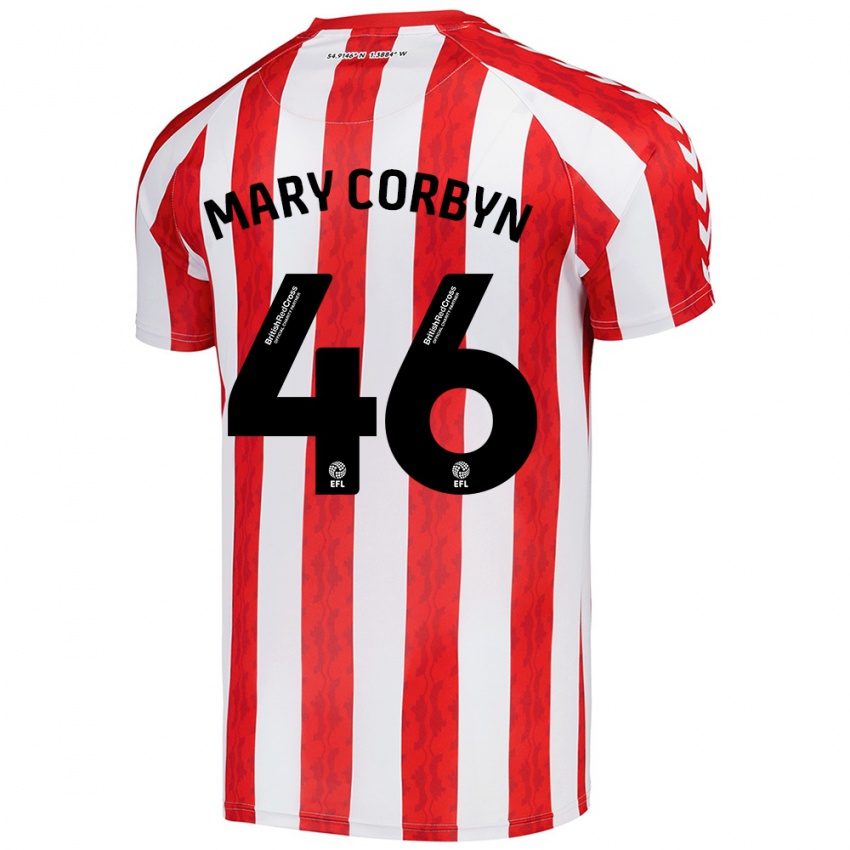 Bambino Maglia Mary Corbyn #46 Rosso Bianco Kit Gara Home 2024/25 Maglietta