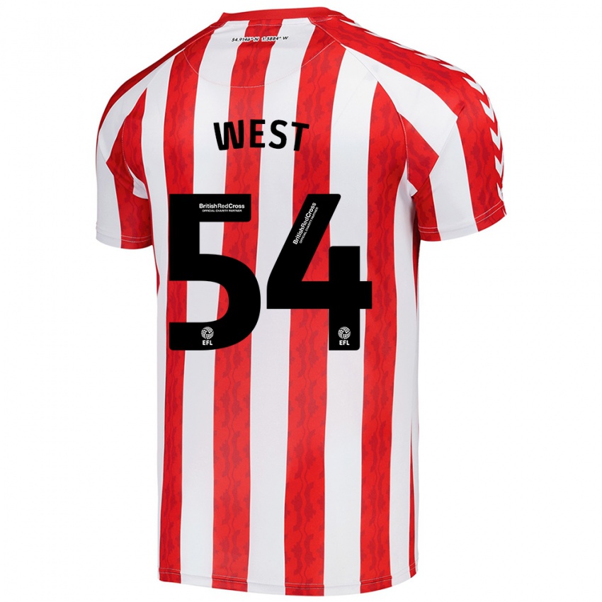 Bambino Maglia Ella West #54 Rosso Bianco Kit Gara Home 2024/25 Maglietta