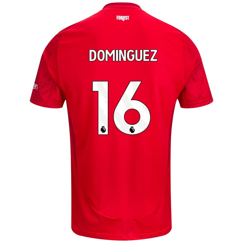 Bambino Maglia Nicolás Domínguez #16 Rosso Bianco Kit Gara Home 2024/25 Maglietta