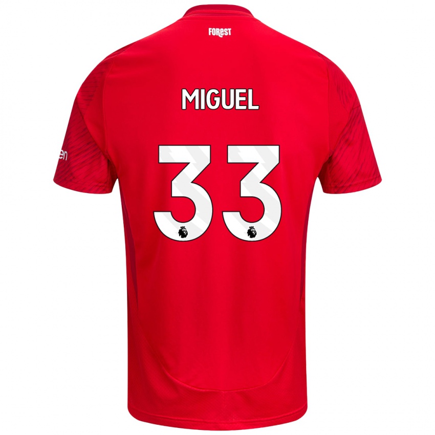 Bambino Maglia Carlos Miguel #33 Rosso Bianco Kit Gara Home 2024/25 Maglietta