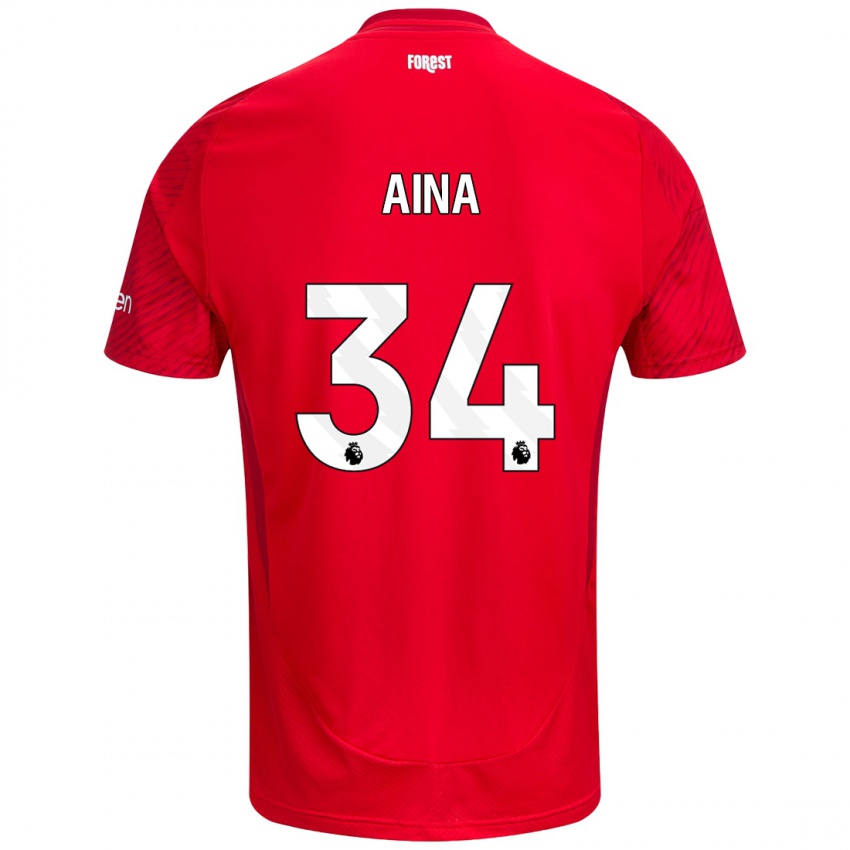 Bambino Maglia Ola Aina #34 Rosso Bianco Kit Gara Home 2024/25 Maglietta