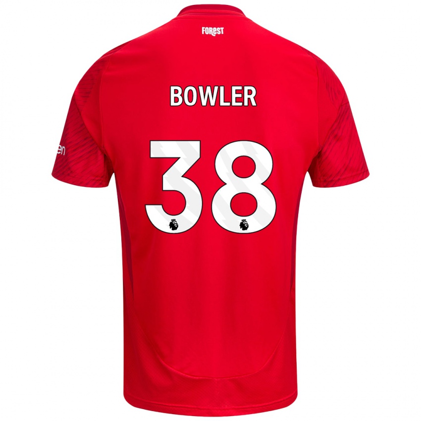 Bambino Maglia Josh Bowler #38 Rosso Bianco Kit Gara Home 2024/25 Maglietta