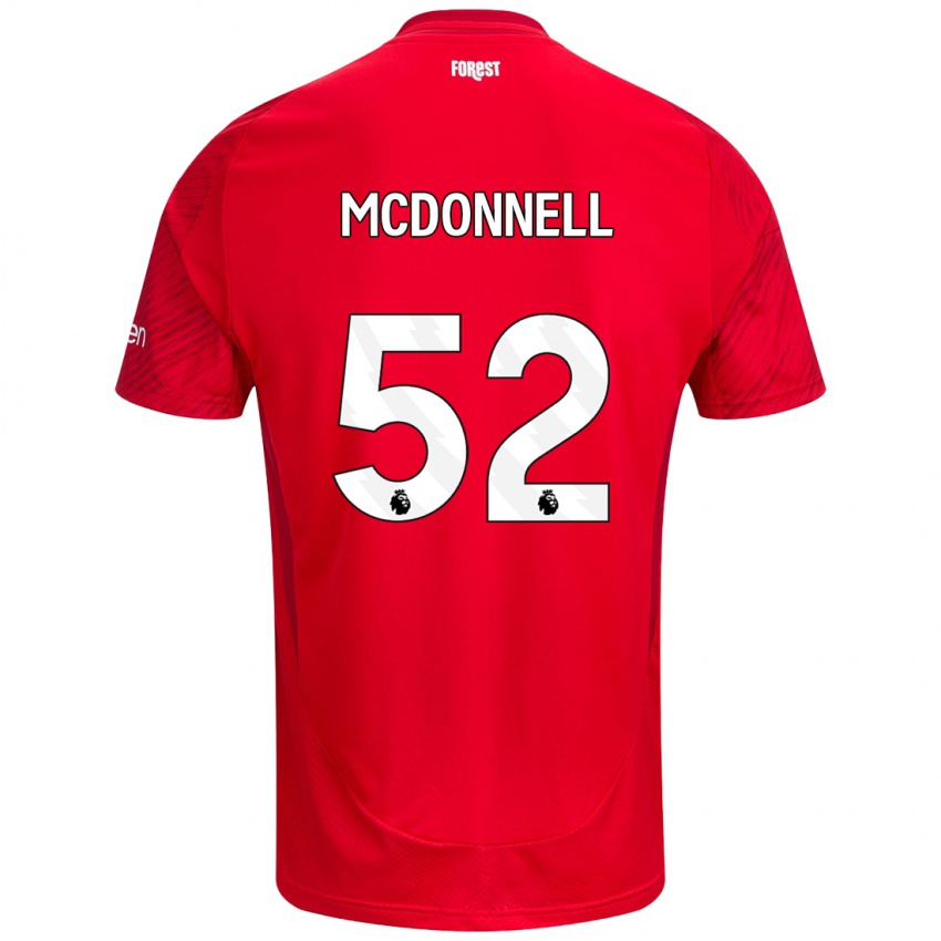 Bambino Maglia Jamie Mcdonnell #52 Rosso Bianco Kit Gara Home 2024/25 Maglietta