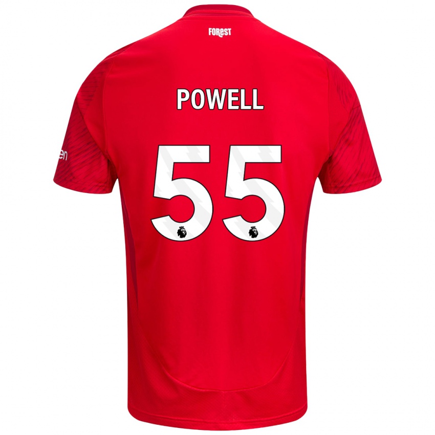 Bambino Maglia Josh Powell #55 Rosso Bianco Kit Gara Home 2024/25 Maglietta