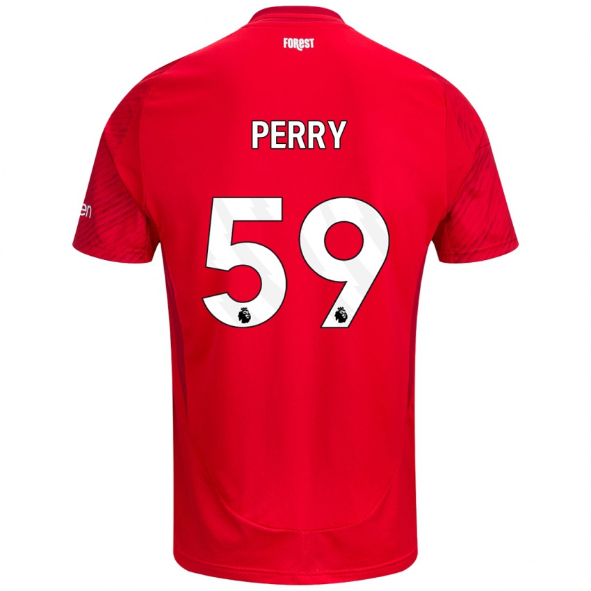 Bambino Maglia Ben Perry #59 Rosso Bianco Kit Gara Home 2024/25 Maglietta