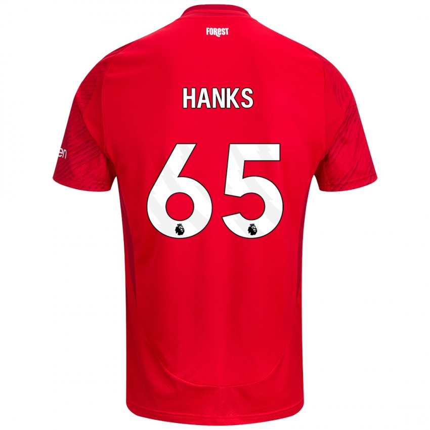 Bambino Maglia Justin Hanks #65 Rosso Bianco Kit Gara Home 2024/25 Maglietta