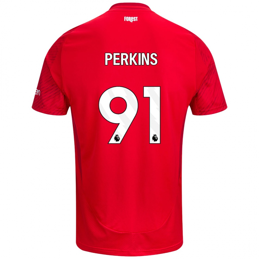 Bambino Maglia Jack Perkins #91 Rosso Bianco Kit Gara Home 2024/25 Maglietta