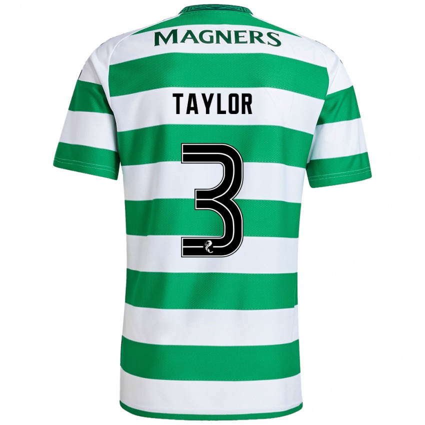 Bambino Maglia Greg Taylor #3 Verde Bianco Kit Gara Home 2024/25 Maglietta