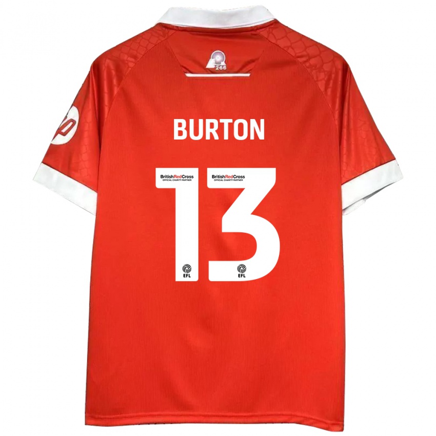 Bambino Maglia Callum Burton #13 Rosso Bianco Kit Gara Home 2024/25 Maglietta