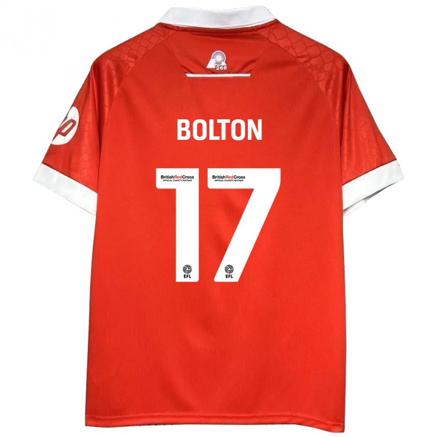 Bambino Maglia Luke Bolton #17 Rosso Bianco Kit Gara Home 2024/25 Maglietta