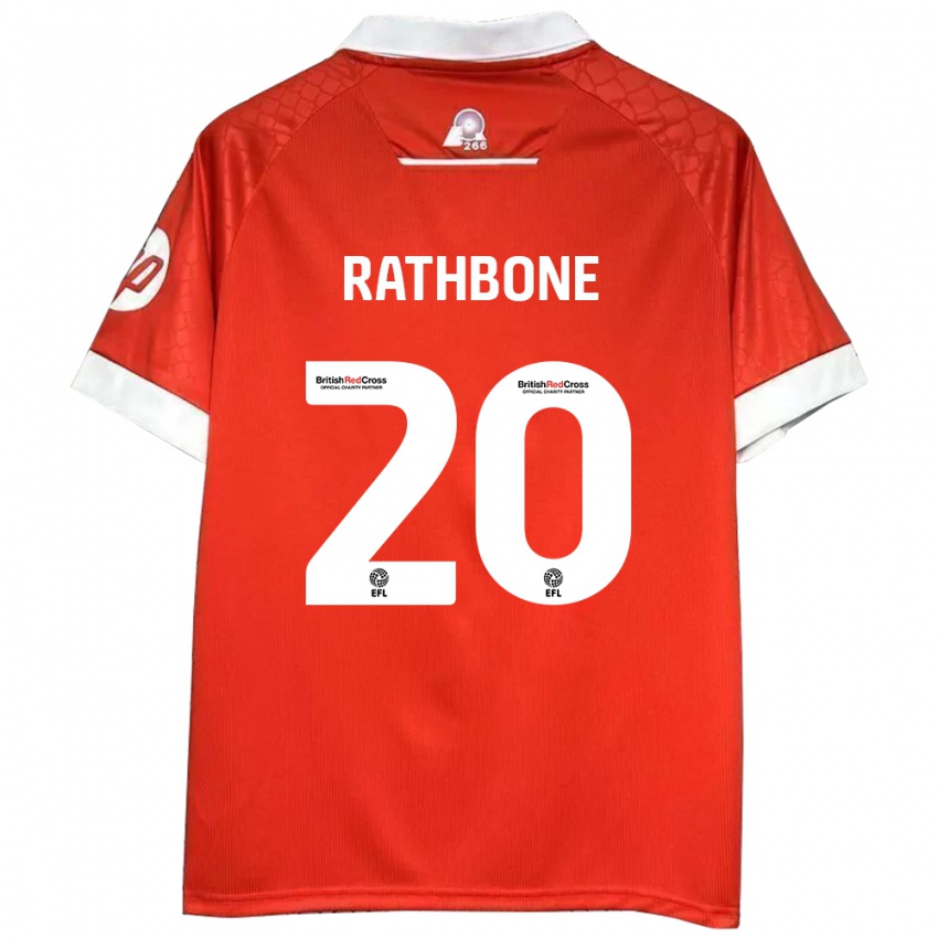 Bambino Maglia Ollie Rathbone #20 Rosso Bianco Kit Gara Home 2024/25 Maglietta